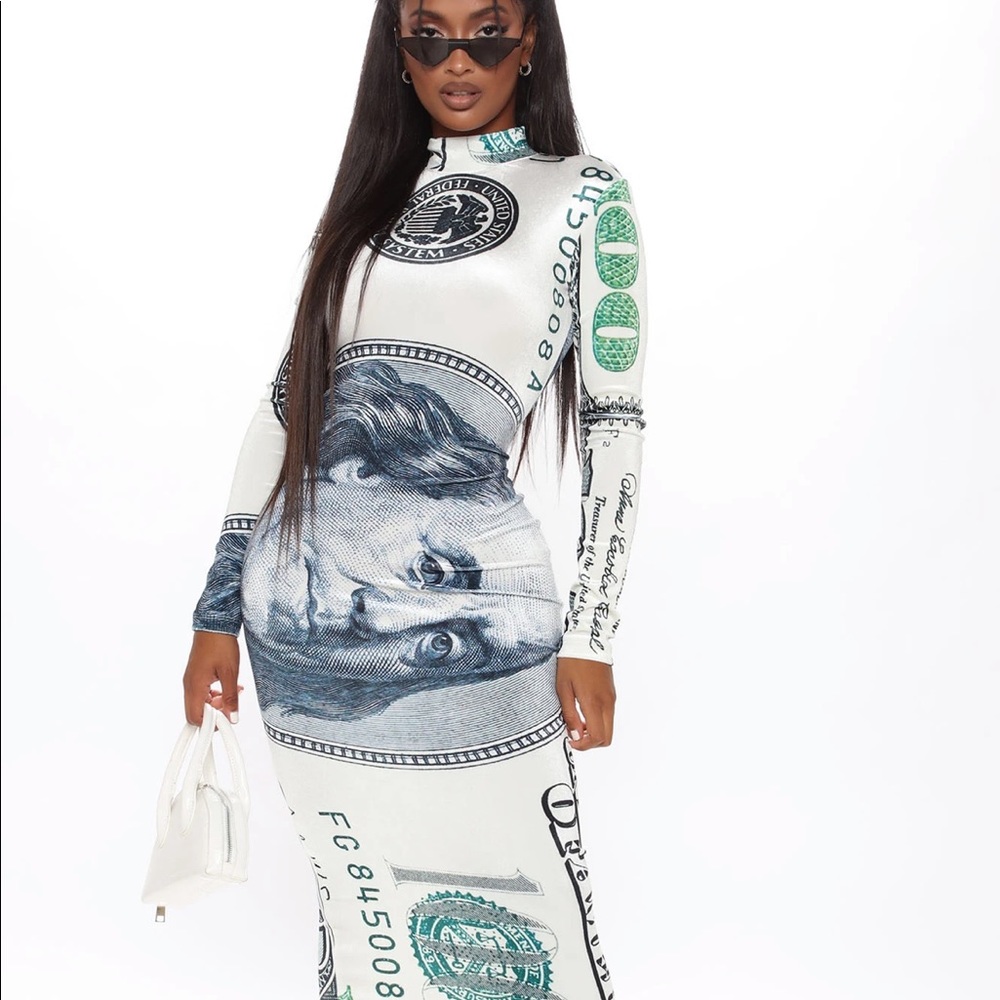 Show Me The Money Velvet Maxi Dress - Off White/combo xl